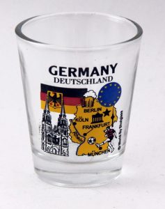 Deutschland Souvenir-Schnapsglas Mit EU-Landmarken – Seltene Sammler-Edition (5x6 Cm)