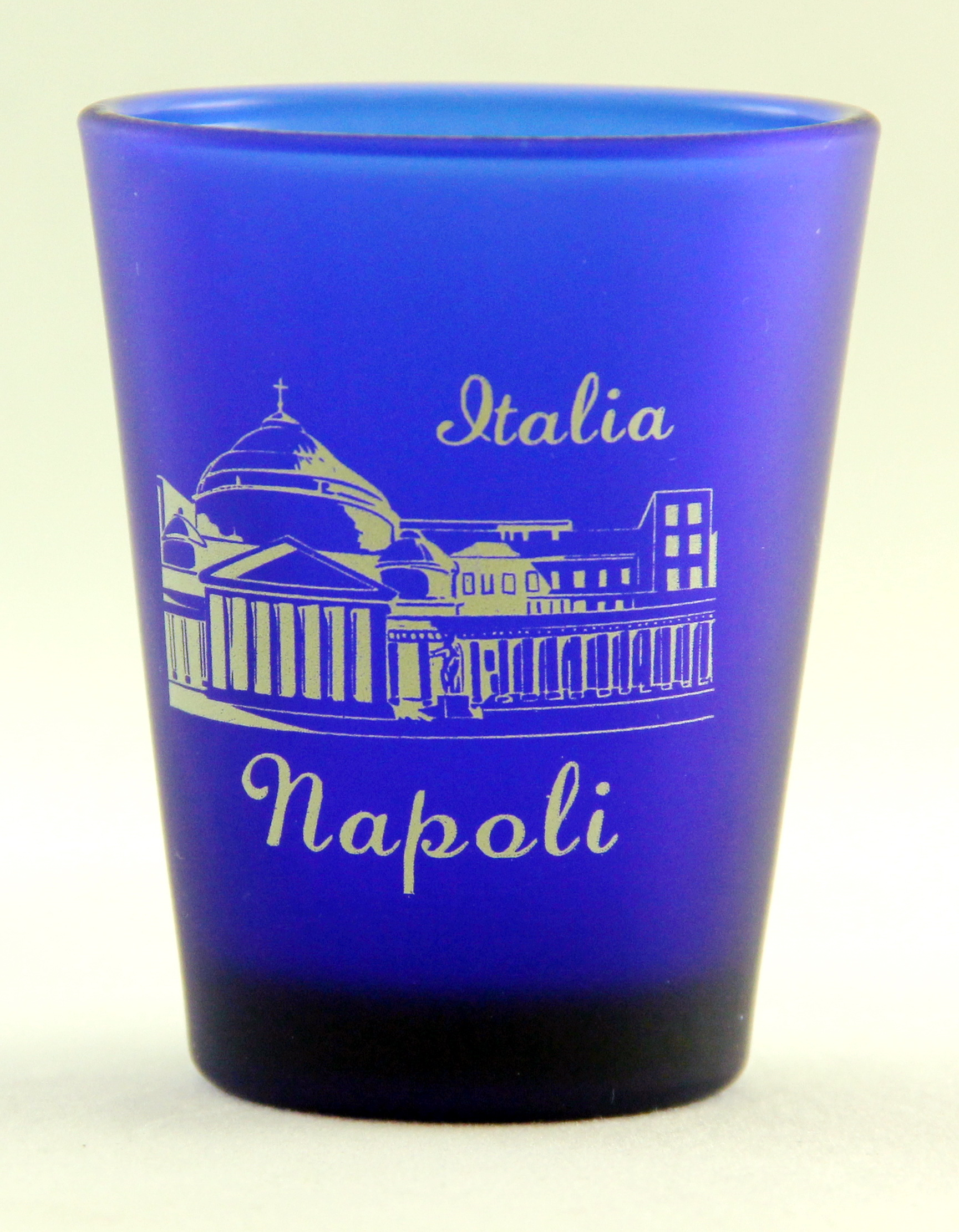 Naples (Napoli) Italy Cobalt Blue Frosted Shot Glass World by Shotglass