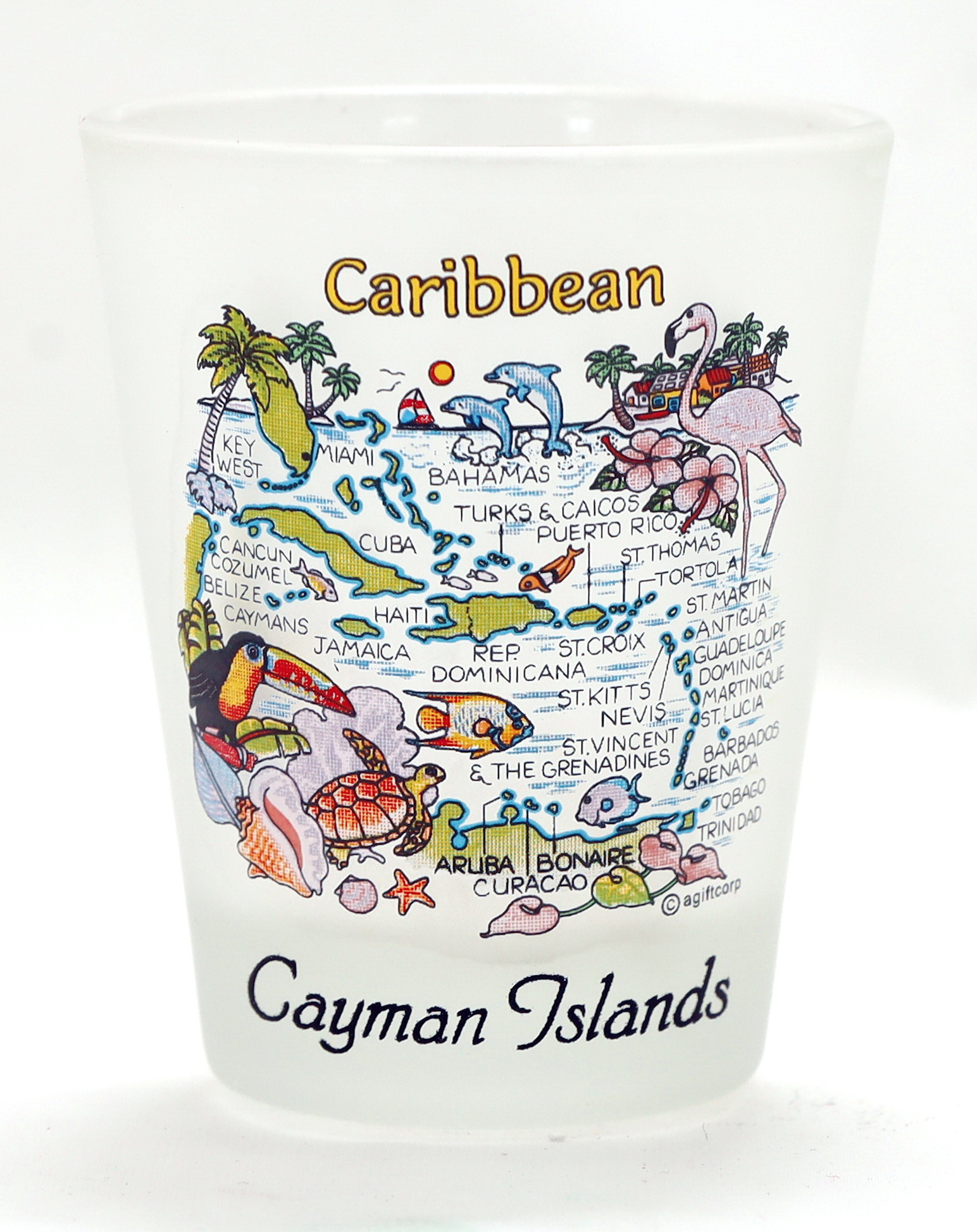 Cayman Islands Map Frosted Shooter Shot Glass
