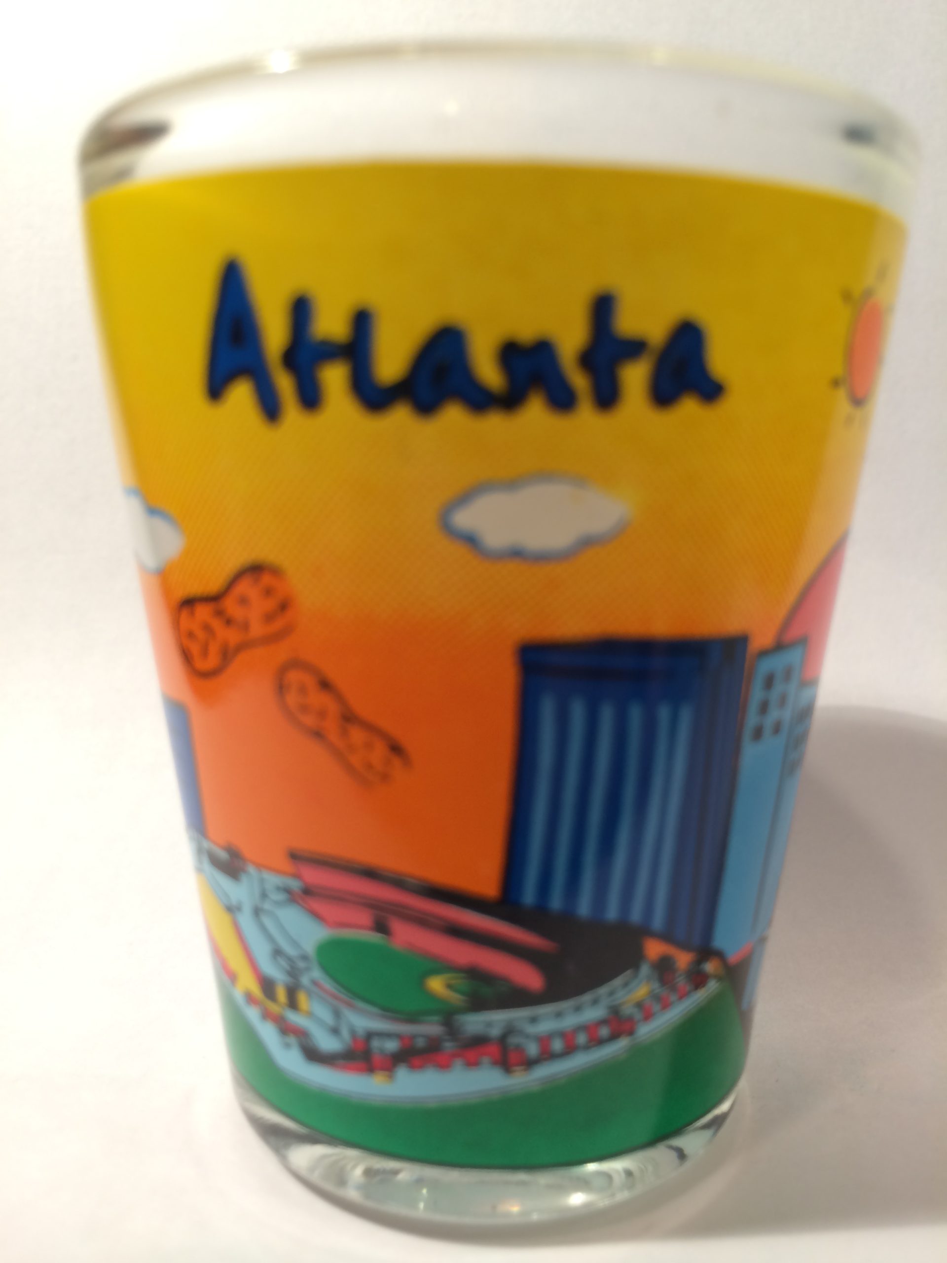 Atlanta Yellow and Multicolor Skyline Shot Glass ctm World by