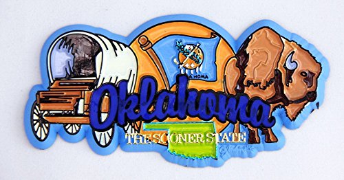 World By Shotglass Magnete Frigorifero Oklahoma – Mappa E Monumenti In PVC, Souvenir Da Collezione, Resistente, Non Tossico - 4