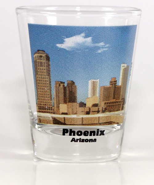 Phoenix Arizona City Skyline Color Photo Shot Glass World by Shotglass