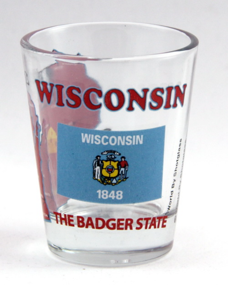 Wisconsin State Montage Square Shot Glass
