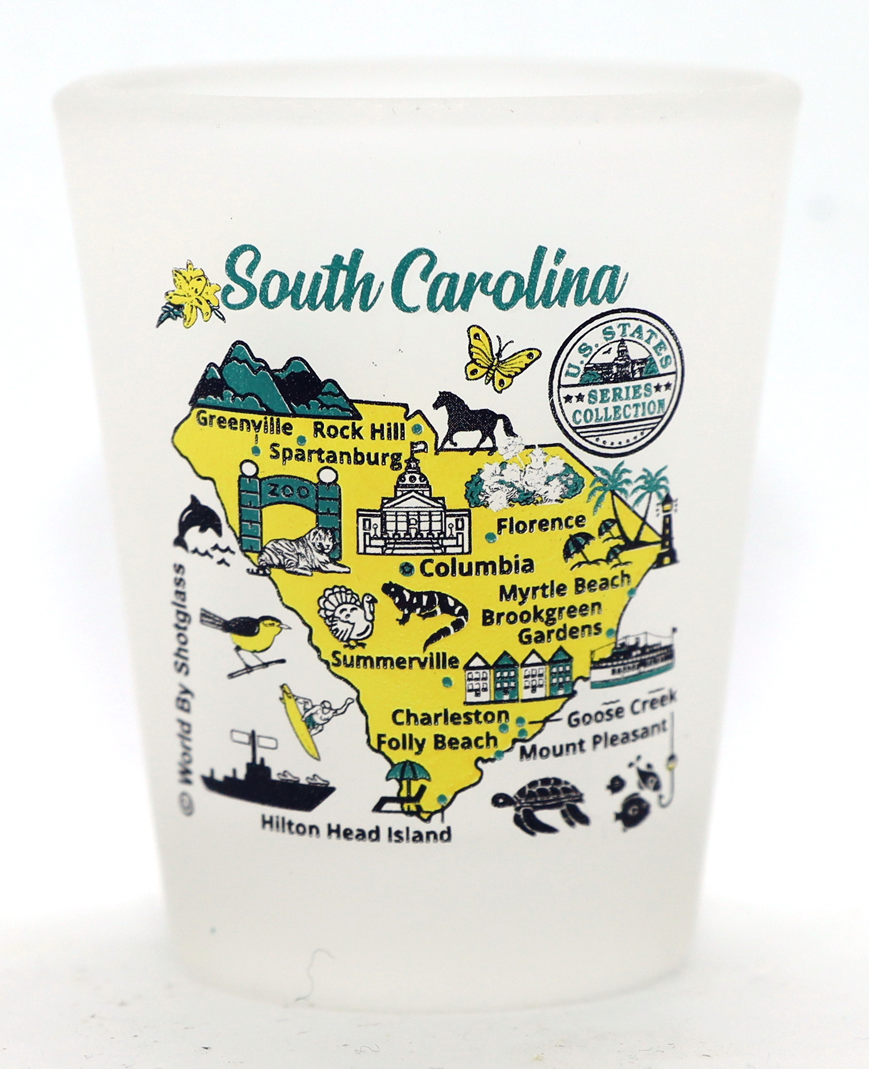 World By Shotglass Magnete Da Frigo South Carolina - Souvenir Da Collezione 6,3 X 8,9 Cm