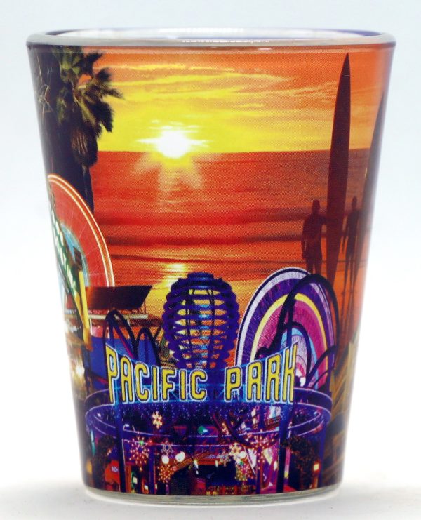 Santa Monica California Collage Full Wrap Shot Glass World by Shotglass