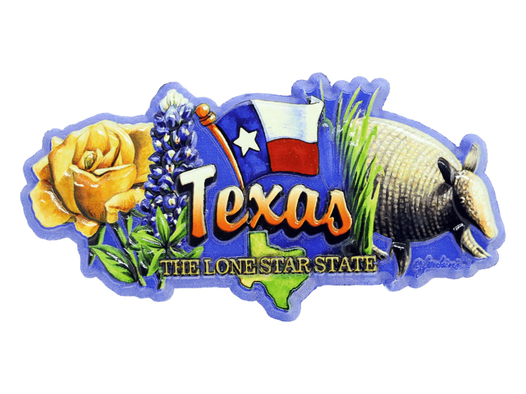 Magnete Da Frigo Souvenir Texas – Mappa Con Bandiera, Raro E Resistente In PVC
